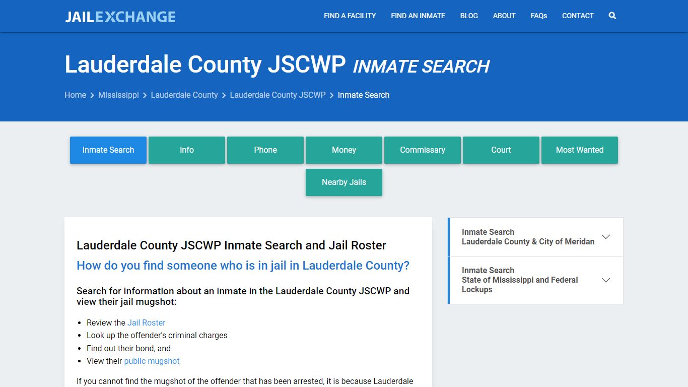 Lauderdale County JSCWP Inmate Search - Jail Exchange