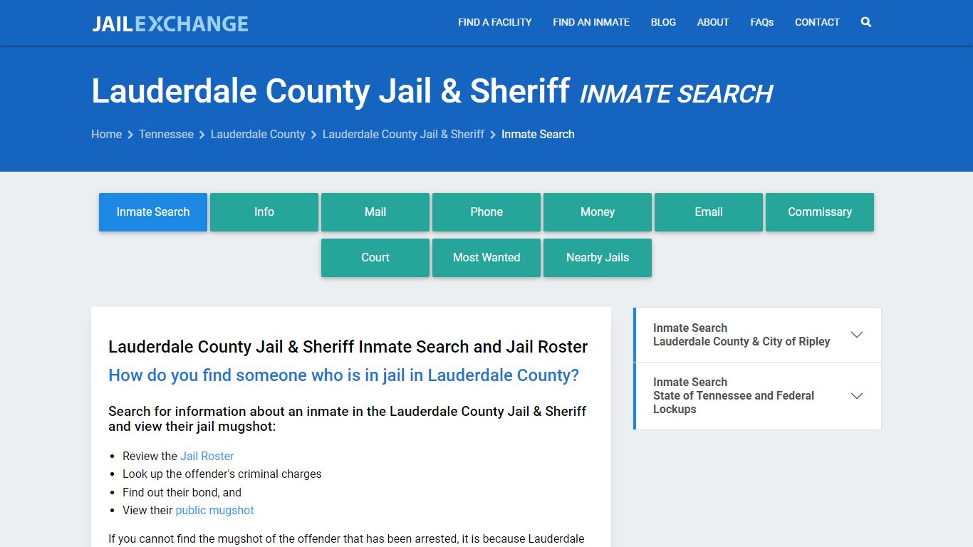 Lauderdale County Jail & Sheriff Inmate Search - Jail Exchange